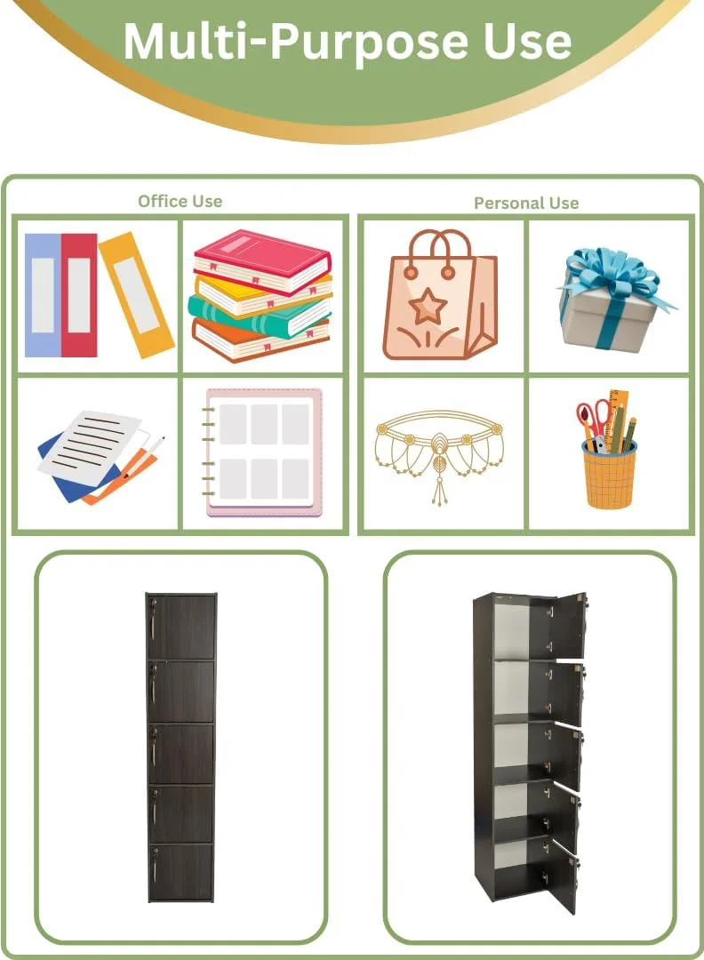 کابینت ذخیره سازی مدرن چوبی 5 طبقه با درب های قفل دار - سازمان دهنده ایستاده 185 سانتی متری با 5 قفسه جادار 35 سانتی متری، سطح 40x40 سانتی متر، پانل های ضخیم 15 میلی متری - کمد چند منظوره بادوام کابینت ذخیره سازی مدرن چوبی 5 طبقه با درب های قفل دار - سازمان دهنده ایستاده 185 سانتی متری با 5 قفسه جادار 35 سانتی متری، سطح 40x40 سانتی متر، پانل های ضخیم 15 میلی متری - کمد چند منظوره بادوام
