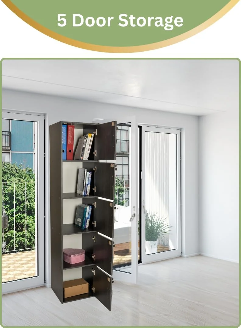 کابینت ذخیره سازی مدرن چوبی 5 طبقه با درب های قفل دار - سازمان دهنده ایستاده 185 سانتی متری با 5 قفسه جادار 35 سانتی متری، سطح 40x40 سانتی متر، پانل های ضخیم 15 میلی متری - کمد چند منظوره بادوام کابینت ذخیره سازی مدرن چوبی 5 طبقه با درب های قفل دار - سازمان دهنده ایستاده 185 سانتی متری با 5 قفسه جادار 35 سانتی متری، سطح 40x40 سانتی متر، پانل های ضخیم 15 میلی متری - کمد چند منظوره بادوام