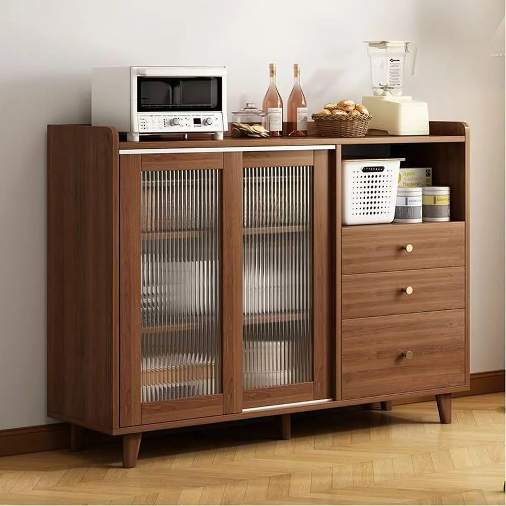 کابینت آشپزخانه چوبی مدرن با قفسه برای اتاق نشیمن و آشپزخانه
