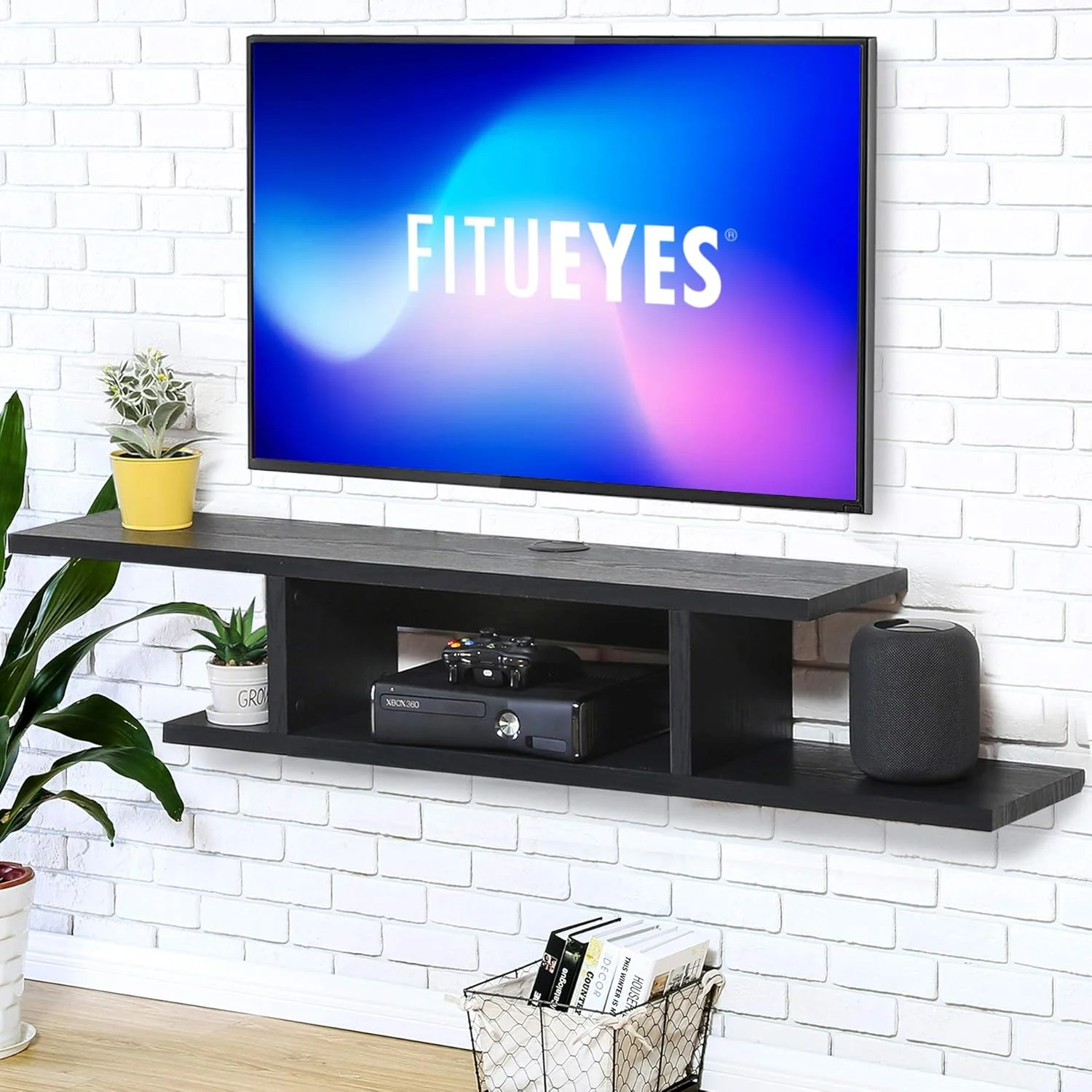 کابینت شناور تلویزیون FITUEYES، قفسه کنسول رسانه ای AV دیواری، مدرن و صرفه جویی در فضا مشکی DS211801WB کابینت شناور تلویزیون FITUEYES، قفسه کنسول رسانه ای AV دیواری، مدرن و صرفه جویی در فضا مشکی DS211801WB