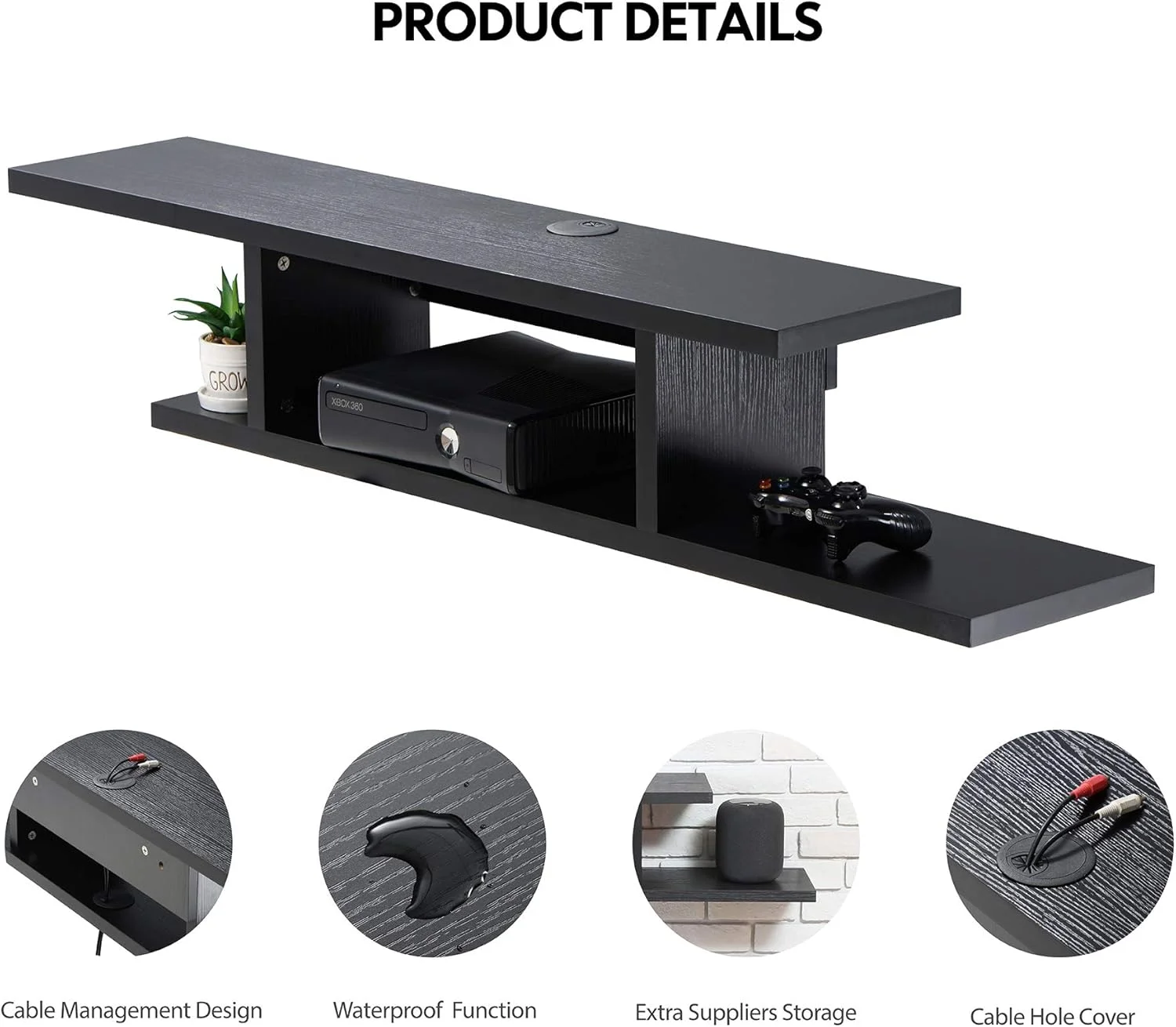 کابینت شناور تلویزیون FITUEYES، قفسه کنسول رسانه ای AV دیواری، مدرن و صرفه جویی در فضا مشکی DS211801WB کابینت شناور تلویزیون FITUEYES، قفسه کنسول رسانه ای AV دیواری، مدرن و صرفه جویی در فضا مشکی DS211801WB
