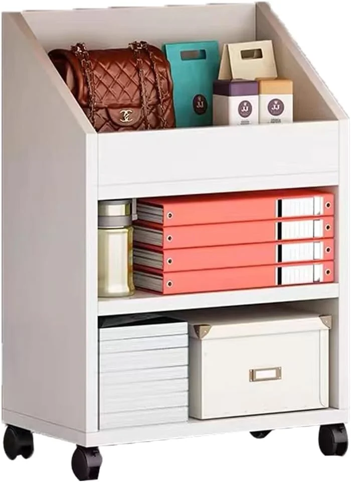 کابینت بایگانی کشویی چرخ دار TOMVAES، کابینت بایگانی متحرک زیر میزی با قفسه، قفسه کتاب چوبی برای دفتر کار خانگی