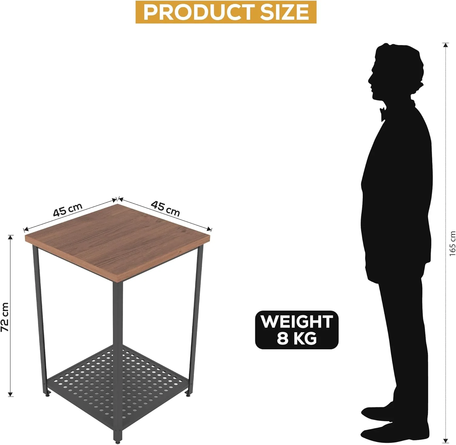 میز پاتختی RIGID | میز کنار تختی با قفسه نگهداری باز | میز عسلی چوبی با قاب فلزی برای اتاق خواب، اتاق نشیمن، راهرو | سازمان دهنده مدرن میز کنار تخت (45D x 45W x 72H CM) - مونتاژ شده میز پاتختی RIGID | میز کنار تختی با قفسه نگهداری باز | میز عسلی چوبی با قاب فلزی برای اتاق خواب، اتاق نشیمن، راهرو | سازمان دهنده مدرن میز کنار تخت (45D x 45W x 72H CM) - مونتاژ شده