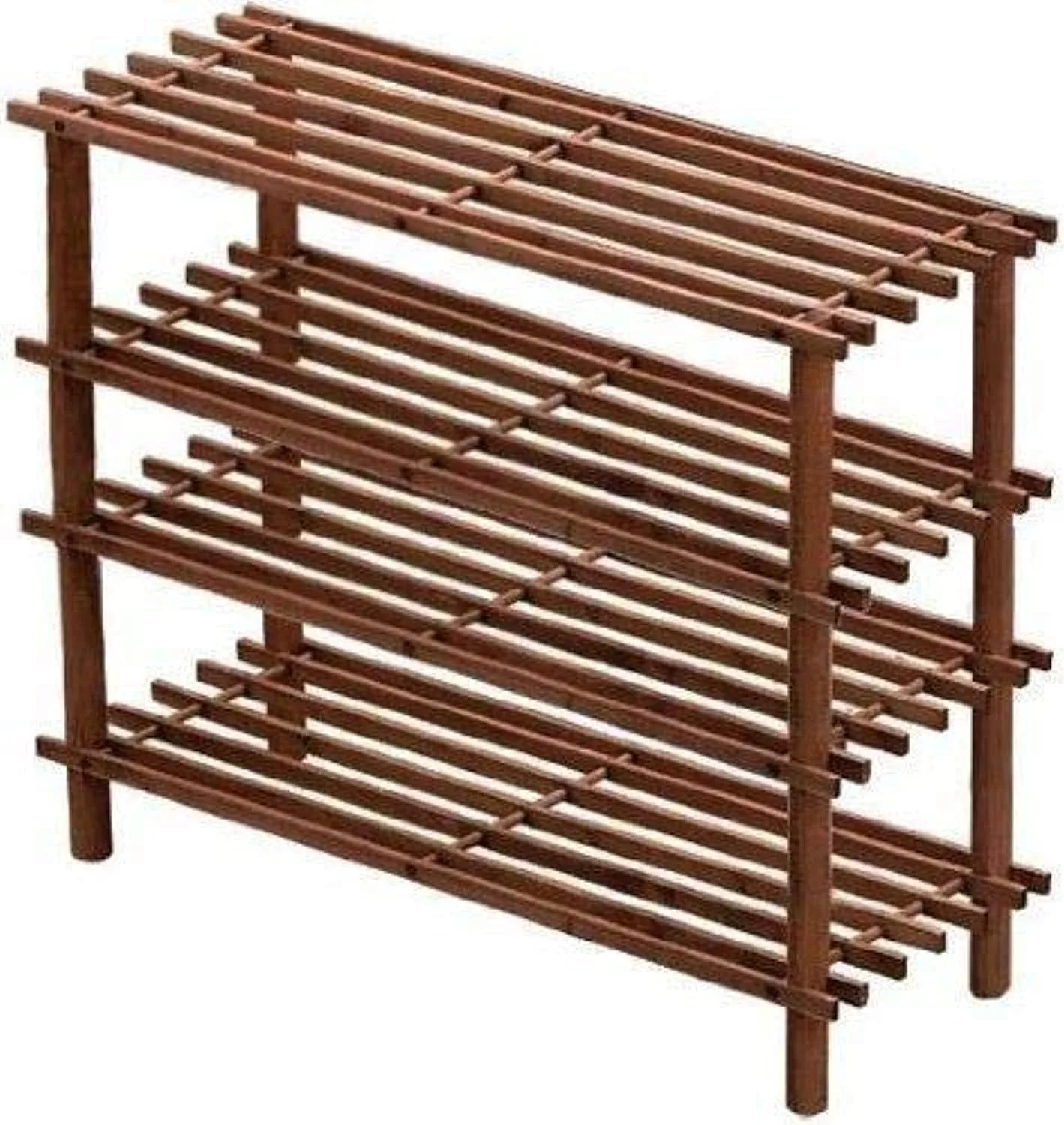 جاکفشی چوبی 4 طبقه SHOWAY، قفسه کفش چوبی ایستاده برای کمد، سازمان دهنده ذخیره سازی برای ورودی فضای کوچک قابل انباشت (قهوه ای)