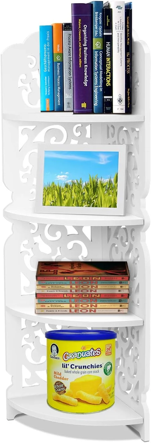 قفسه گوشه ای Flexzion - قفسه گوشه ای سفید، قفسه ذخیره سازی، قفسه کتاب، دکور، قفسه نمایشگر برای اتاق خواب، اتاق نشیمن، آشپزخانه، دفتر، طرح برش گل کلاسیک 4 طبقه قفسه گوشه ای Flexzion - قفسه گوشه ای سفید، قفسه ذخیره سازی، قفسه کتاب، دکور، قفسه نمایشگر برای اتاق خواب، اتاق نشیمن، آشپزخانه، دفتر، طرح برش گل کلاسیک 4 طبقه