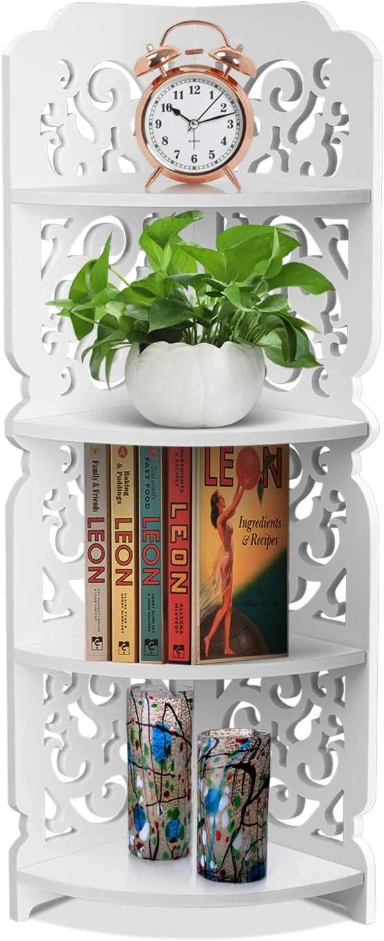 قفسه گوشه ای Flexzion - قفسه گوشه ای سفید، قفسه ذخیره سازی، قفسه کتاب، دکور، قفسه نمایشگر برای اتاق خواب، اتاق نشیمن، آشپزخانه، دفتر، طرح برش گل کلاسیک 4 طبقه قفسه گوشه ای Flexzion - قفسه گوشه ای سفید، قفسه ذخیره سازی، قفسه کتاب، دکور، قفسه نمایشگر برای اتاق خواب، اتاق نشیمن، آشپزخانه، دفتر، طرح برش گل کلاسیک 4 طبقه