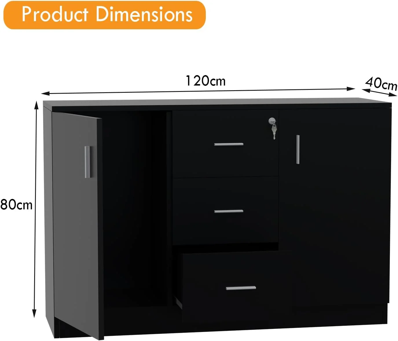 کابینت ذخیره سازی چوبی معاصر و مقاوم Mahmayi Melamine On Mdf 1147 با سه کشو - ابعاد 120x40x80 سانتی متر (مشکی) کابینت ذخیره سازی چوبی معاصر و مقاوم Mahmayi Melamine On Mdf 1147 با سه کشو - ابعاد 120x40x80 سانتی متر (مشکی)