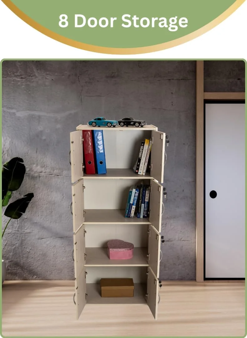 کابینت ذخیره سازی چوبی مدرن 8 طبقه با درهای قفل دار - سازمان دهنده ایستاده 148.5 سانتی متری با 8 قفسه جادار 35 سانتی متری، سطح 40x60 سانتی متر، پانل های ضخیم 15 میلی متری - کمد چند منظوره بادوام کابینت ذخیره سازی چوبی مدرن 8 طبقه با درهای قفل دار - سازمان دهنده ایستاده 148.5 سانتی متری با 8 قفسه جادار 35 سانتی متری، سطح 40x60 سانتی متر، پانل های ضخیم 15 میلی متری - کمد چند منظوره بادوام