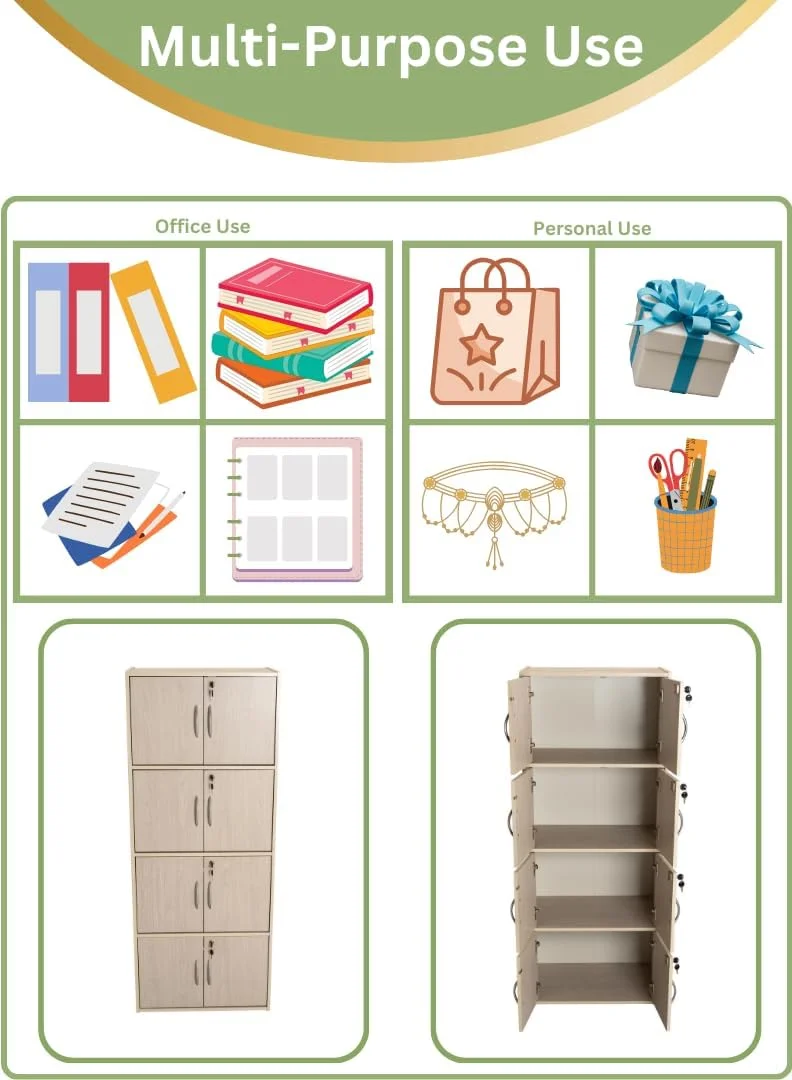 کابینت ذخیره سازی چوبی مدرن 8 طبقه با درهای قفل دار - سازمان دهنده ایستاده 148.5 سانتی متری با 8 قفسه جادار 35 سانتی متری، سطح 40x60 سانتی متر، پانل های ضخیم 15 میلی متری - کمد چند منظوره بادوام کابینت ذخیره سازی چوبی مدرن 8 طبقه با درهای قفل دار - سازمان دهنده ایستاده 148.5 سانتی متری با 8 قفسه جادار 35 سانتی متری، سطح 40x60 سانتی متر، پانل های ضخیم 15 میلی متری - کمد چند منظوره بادوام