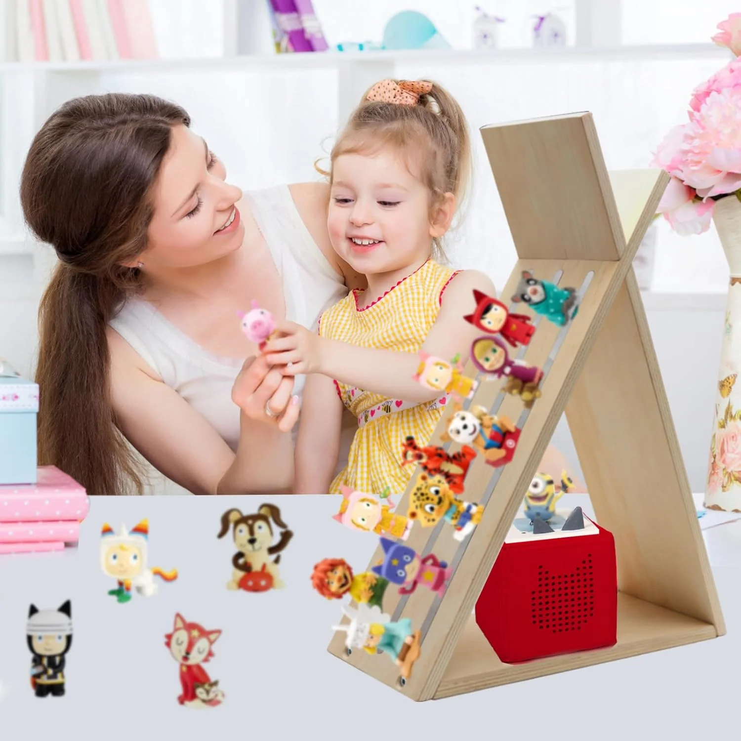 شلف Agekub Tonie برای Toniebox و فیگورهای تونی، مثلثی، قابل نصب روی دیوار یا میز، قفسه های چوبی مغناطیسی، قفسه ذخیره سازی برای اتاق بازی کودکان شلف Agekub Tonie برای Toniebox و فیگورهای تونی، مثلثی، قابل نصب روی دیوار یا میز، قفسه های چوبی مغناطیسی، قفسه ذخیره سازی برای اتاق بازی کودکان