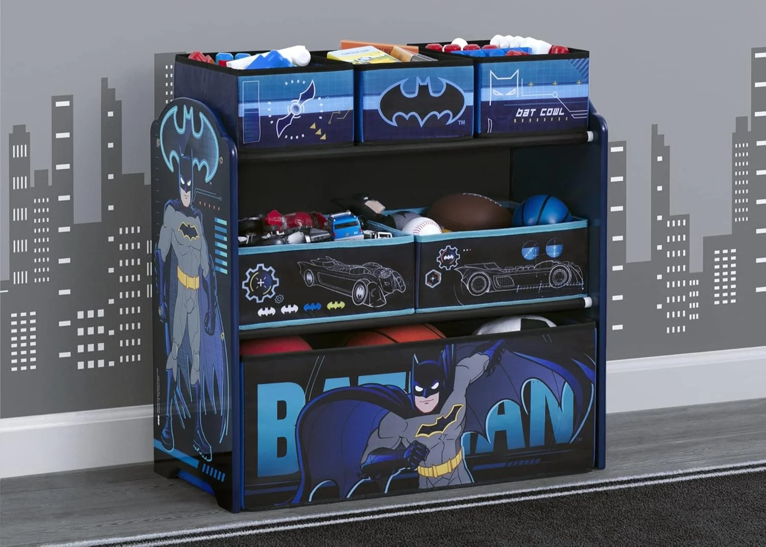ارگانایزر اسباب بازی 6 سبدی دلتا چیلدرن مدل Batman، چوب مهندسی شده ارگانایزر اسباب بازی 6 سبدی دلتا چیلدرن مدل Batman، چوب مهندسی شده