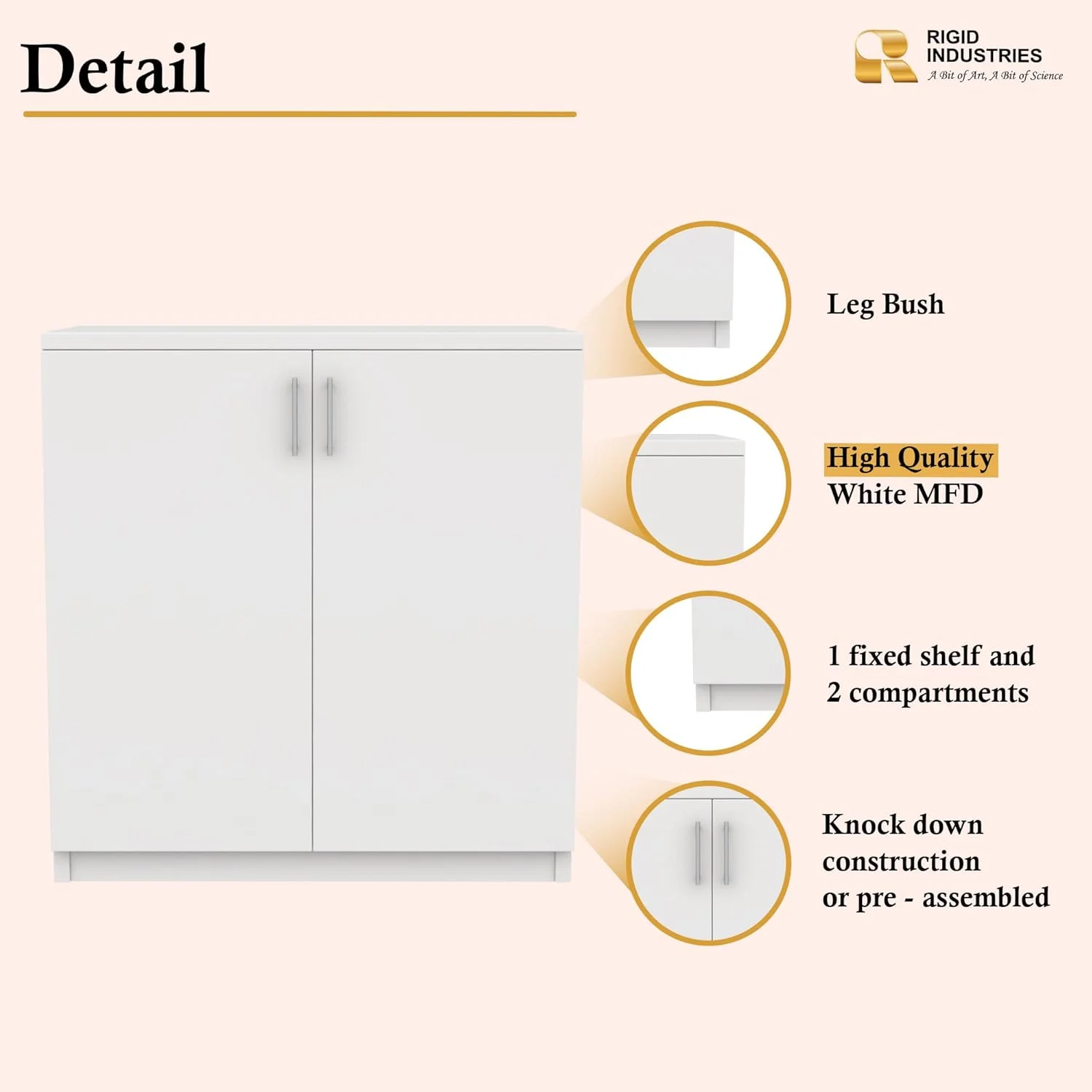 کابینت کوتاه RIGID | کابینت کوچک چوبی برای خانه، دفتر، اتاق نشیمن | سازمان دهنده سفید با قفسه - حالت دمونتاژ (40 عمق x 90 عرض x 85 ارتفاع سانتی متر) کابینت کوتاه RIGID | کابینت کوچک چوبی برای خانه، دفتر، اتاق نشیمن | سازمان دهنده سفید با قفسه - حالت دمونتاژ (40 عمق x 90 عرض x 85 ارتفاع سانتی متر)