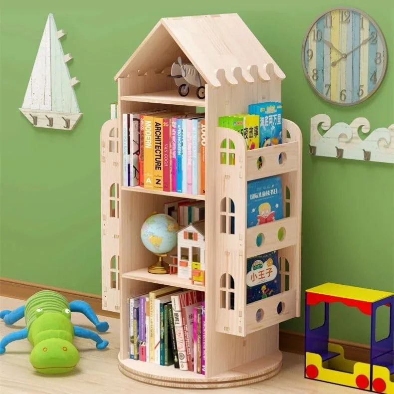 قفسه کتاب Lilys&Layans | قفسه کتابخانه گوشه ای 4 طبقه برای اتاق کودکان | چوب طبیعی، ایستاده | گنجایش 100 کتاب | ذخیره سازی خانگی برای اتاق خواب، اتاق نشیمن، میز مطالعه و نمایش اسباب بازی
