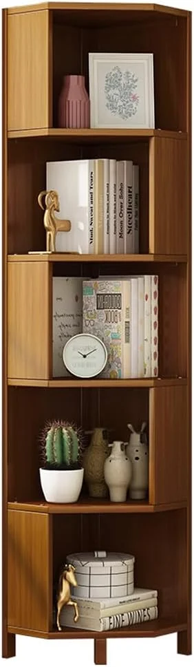 کتابخانه گوشه ای 5 طبقه، قفسه نمایش برای اتاق نشیمن، خانه و دفتر کار