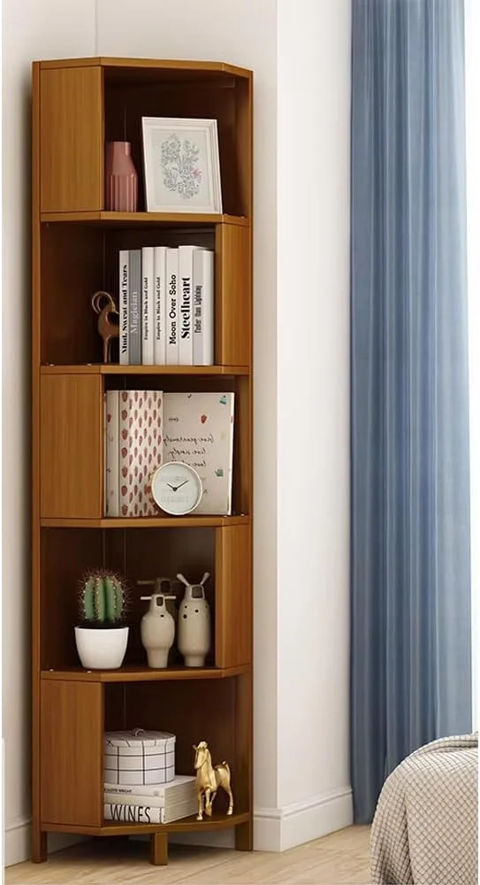 کتابخانه گوشه ای 5 طبقه، قفسه نمایش برای اتاق نشیمن، خانه و دفتر کار کتابخانه گوشه ای 5 طبقه، قفسه نمایش برای اتاق نشیمن، خانه و دفتر کار