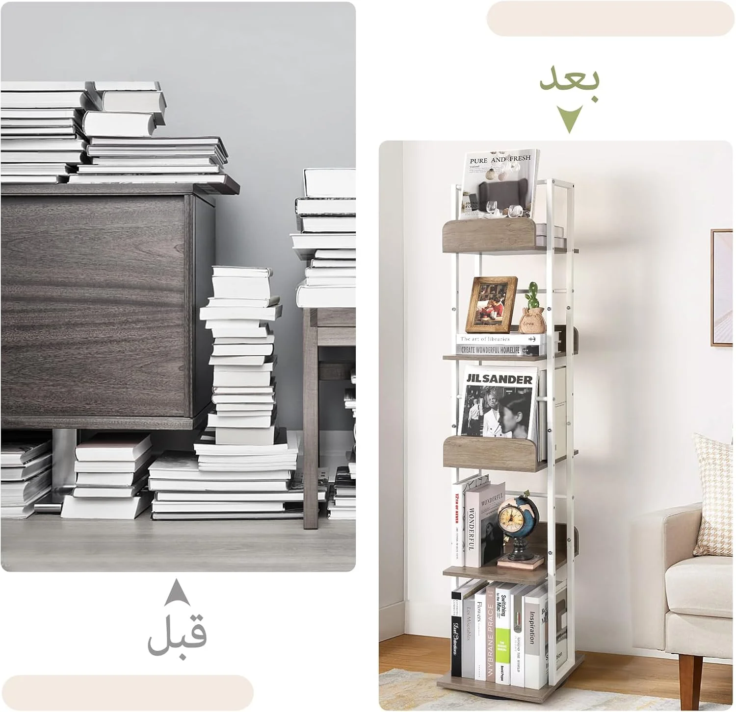 کتابخانه گردان 5 طبقه برای گوشه، کتابخانه کوچک، کتابخانه صنعتی بلند، کتابخانه باریک، قفسه کتاب چوبی و فلزی سفید کتابخانه گردان 5 طبقه برای گوشه، کتابخانه کوچک، کتابخانه صنعتی بلند، کتابخانه باریک، قفسه کتاب چوبی و فلزی سفید