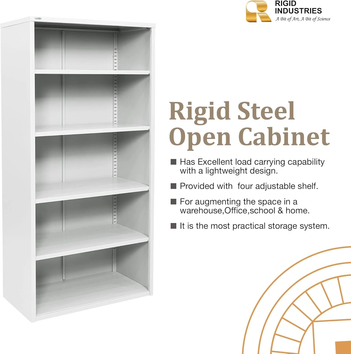 کابینت فلزی باز RIGID با چهار قفسه قابل تنظیم، قفسه سازمان دهنده ذخیره سازی سنگین برای خانه، دفتر، گاراژ، کتابخانه، مدرسه و انبار (سفید) - مونتاژ شده کابینت فلزی باز RIGID با چهار قفسه قابل تنظیم، قفسه سازمان دهنده ذخیره سازی سنگین برای خانه، دفتر، گاراژ، کتابخانه، مدرسه و انبار (سفید) - مونتاژ شده