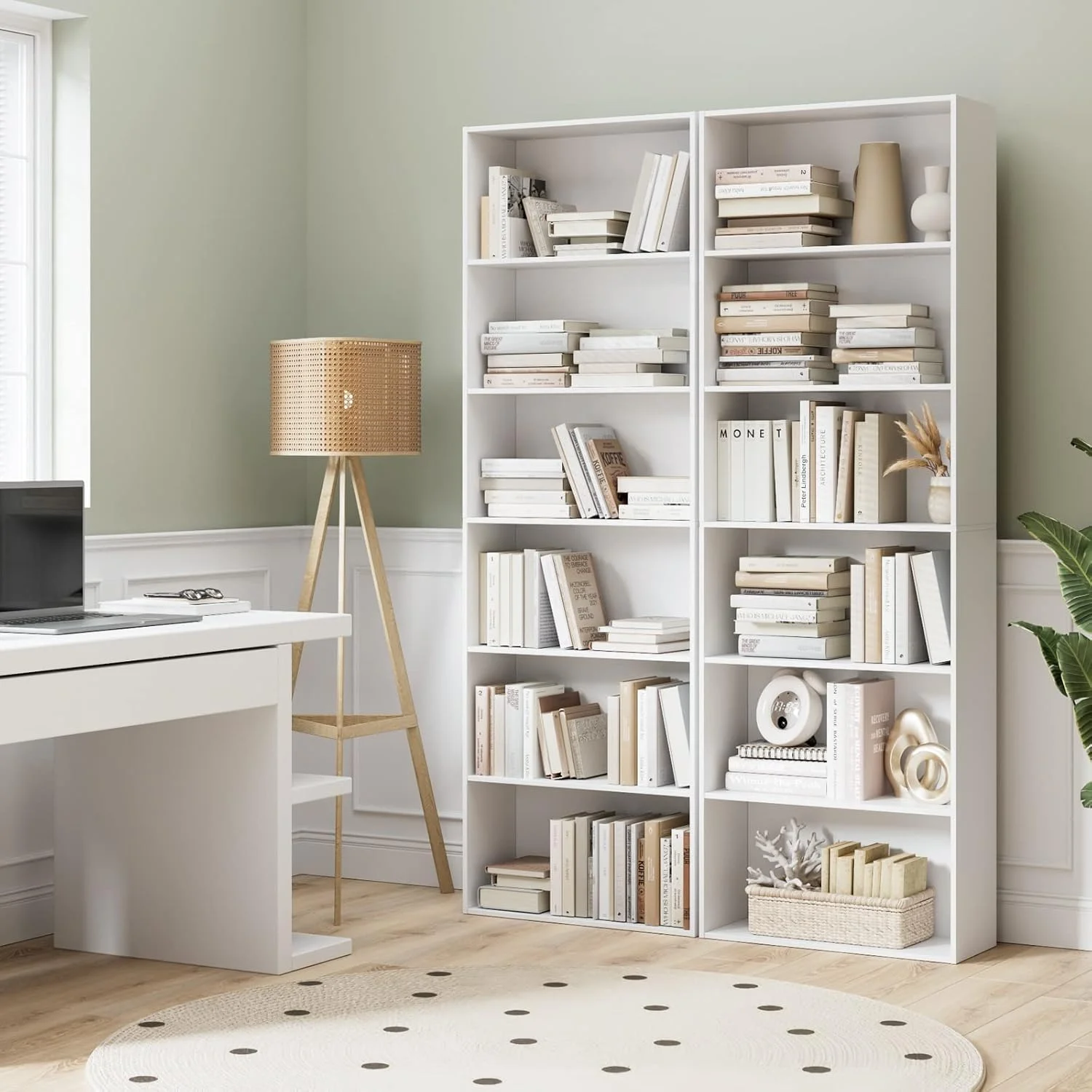 قفسه کتابخانه چوبی بلند با 4 طبقه باز - سفید، ایده آل برای سازماندهی کتاب و دکور، مناسب برای اتاق نشیمن، دفاتر و فضاهای کوچک - طراحی مدرن صرفه جویی در فضا - 180 سانتی متر قفسه کتابخانه چوبی بلند با 4 طبقه باز - سفید، ایده آل برای سازماندهی کتاب و دکور، مناسب برای اتاق نشیمن، دفاتر و فضاهای کوچک - طراحی مدرن صرفه جویی در فضا - 180 سانتی متر