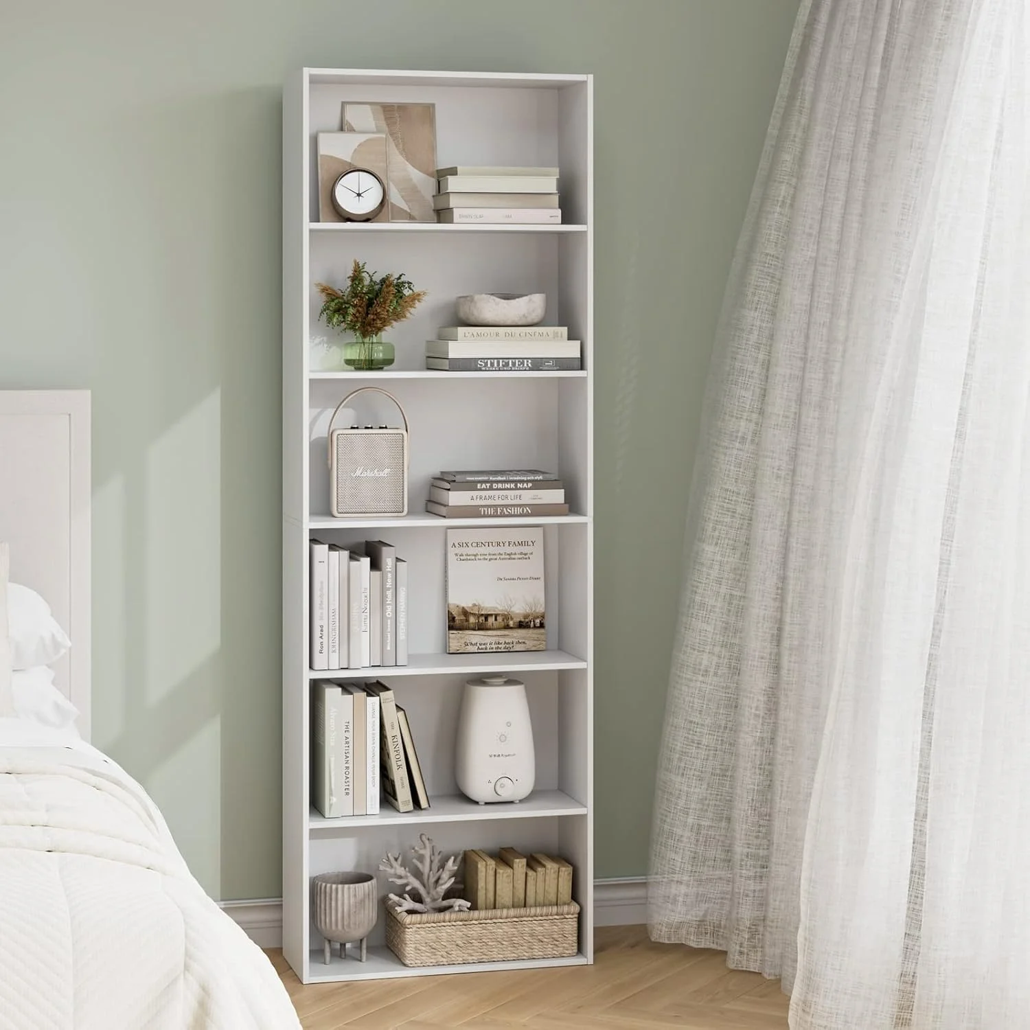 قفسه کتابخانه چوبی بلند با 4 طبقه باز - سفید، ایده آل برای سازماندهی کتاب و دکور، مناسب برای اتاق نشیمن، دفاتر و فضاهای کوچک - طراحی مدرن صرفه جویی در فضا - 180 سانتی متر قفسه کتابخانه چوبی بلند با 4 طبقه باز - سفید، ایده آل برای سازماندهی کتاب و دکور، مناسب برای اتاق نشیمن، دفاتر و فضاهای کوچک - طراحی مدرن صرفه جویی در فضا - 180 سانتی متر