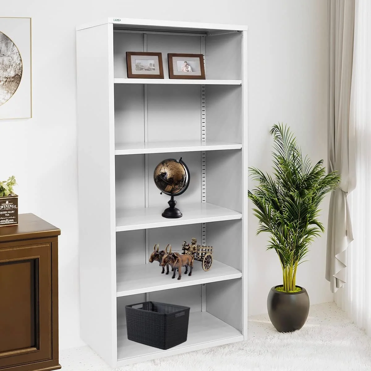 کابینت فلزی باز RIGID با چهار قفسه قابل تنظیم، قفسه سازمان دهنده ذخیره سازی سنگین برای خانه، دفتر، گاراژ، کتابخانه، مدرسه و انبار (سفید) - مونتاژ شده کابینت فلزی باز RIGID با چهار قفسه قابل تنظیم، قفسه سازمان دهنده ذخیره سازی سنگین برای خانه، دفتر، گاراژ، کتابخانه، مدرسه و انبار (سفید) - مونتاژ شده