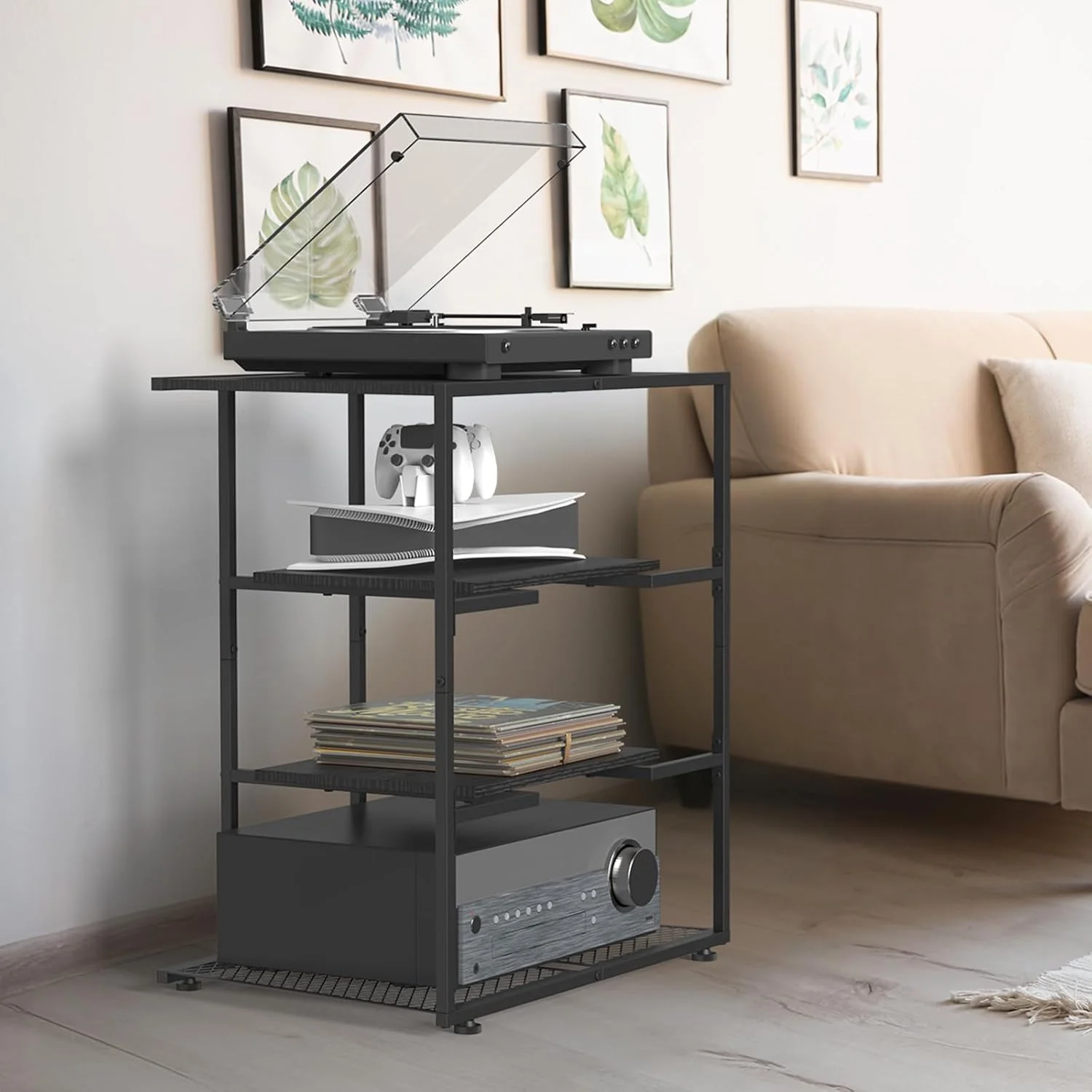 استند رسانه ای 4 طبقه NOVIMANGO، استند گوشه ای برای پخش صفحه گرامافون، کابینت برج صوتی رسانه ای، کابینت استریو مشکی، مرکز سرگرمی کوچک با قفسه های چوبی قابل تنظیم ارتفاع برای تلویزیون استند رسانه ای 4 طبقه NOVIMANGO، استند گوشه ای برای پخش صفحه گرامافون، کابینت برج صوتی رسانه ای، کابینت استریو مشکی، مرکز سرگرمی کوچک با قفسه های چوبی قابل تنظیم ارتفاع برای تلویزیون