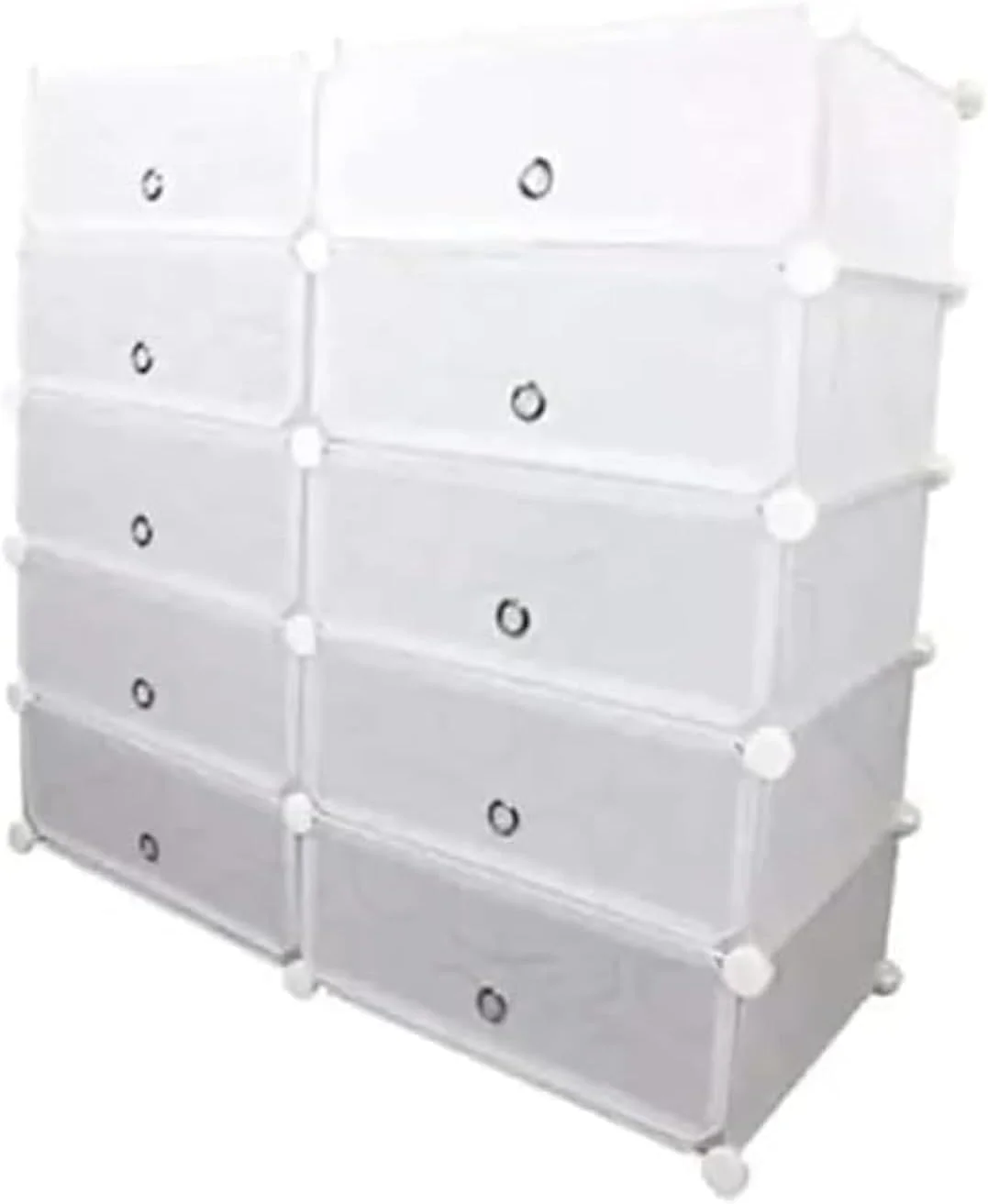 جاکفشی 10 محفظه ای Cool Berry با درب، سازمان دهنده کابینت کفش مدولار، استند کفش قابل گسترش با درب شفاف (سفید)