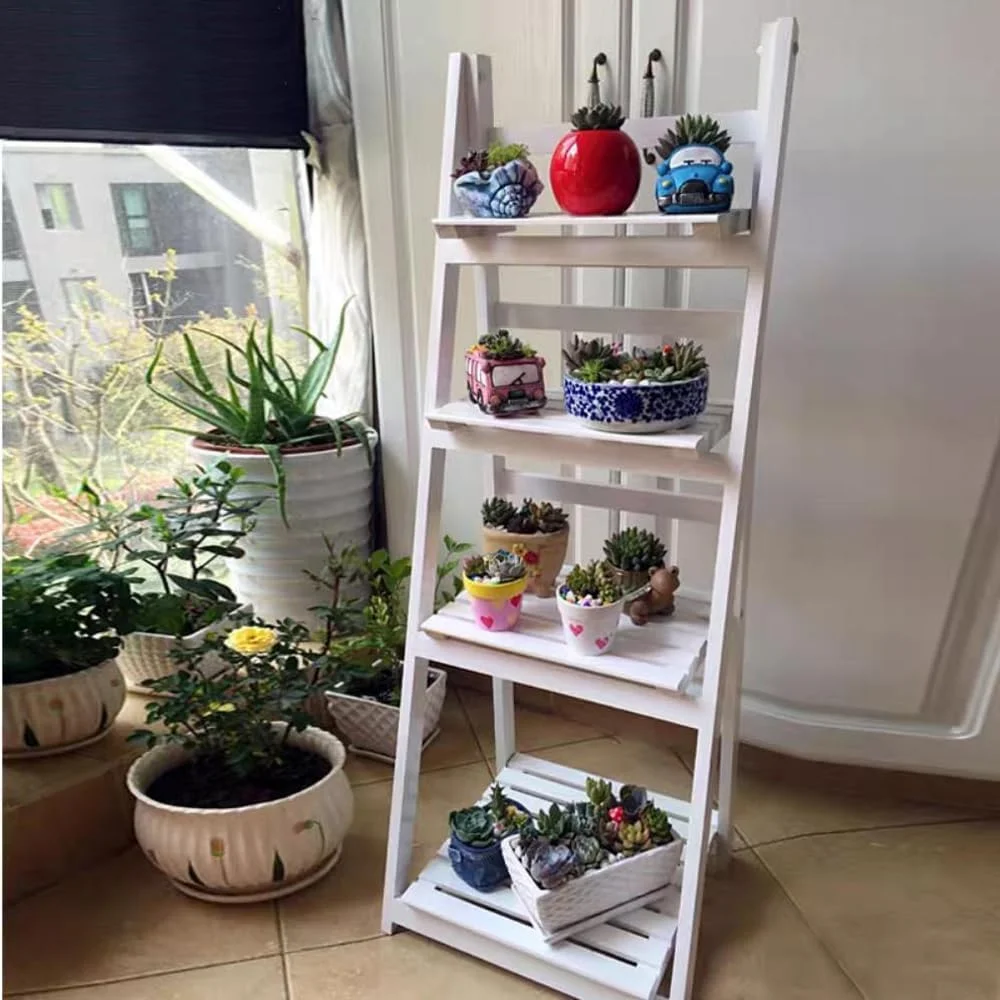 قفسه نردبانی چوبی آرایشی 3 و 4 طبقه - استند گلدان تزئینی برای گیاهان داخلی، استند نمایش چند منظوره برای کتاب، گل و دکور - استند گلدان چوبی تاشو (سفید، 4 طبقه) قفسه نردبانی چوبی آرایشی 3 و 4 طبقه - استند گلدان تزئینی برای گیاهان داخلی، استند نمایش چند منظوره برای کتاب، گل و دکور - استند گلدان چوبی تاشو (سفید، 4 طبقه)