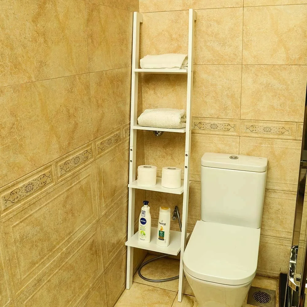 قفسه نردبانی چوبی دیواری Yahome، قفسه کتاب، جای گل، قفسه کتاب 4 طبقه صنعتی برای اتاق نشیمن، قفسه کتاب چوبی تکیه داده شده، قفسه نمایش گل گیاه برای قفسه سازمان دهنده اتاق خواب اداری
