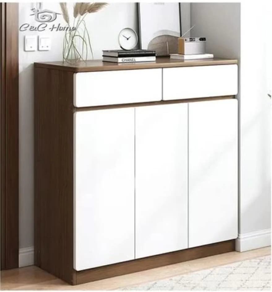 جاکفشی کابینتی C&C Home - جاکفشی چوبی 3 طبقه برای 12 جفت کفش - جاکفشی سفید رنگ 3 طبقه برای لوازم خانگی در ابعاد 100x32x90 سانتی متر