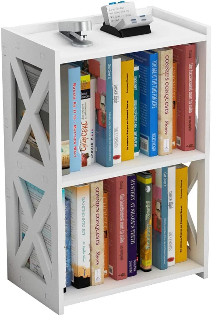 میز عسلی AGGICE، 3 طبقه 2 قفسه، کتابخانه کوچک برای فضاهای کوچک، میز کنار تختی، قفسه های نگهداری کتاب کودک برای اتاق خواب، اتاق نشیمن، دفتر کار، سفید