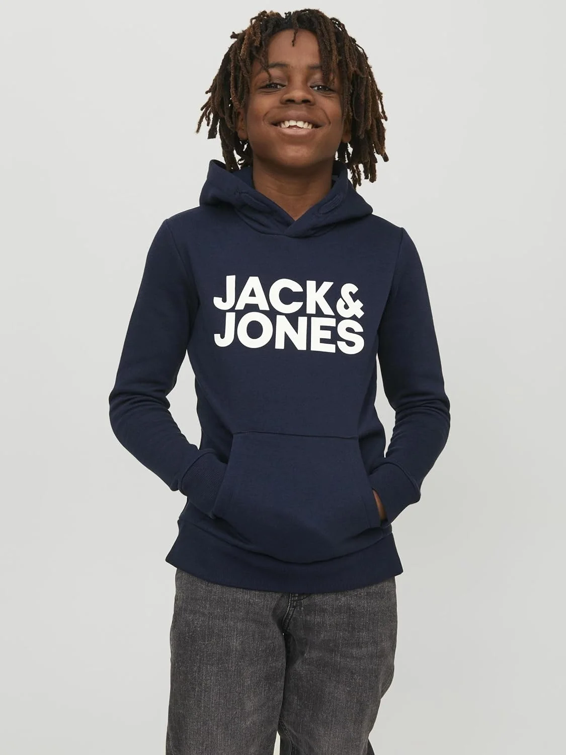 هودی پسرانه جک اند جونز مدل JJECORP LOGO SWEAT HOOD NOOS JNR