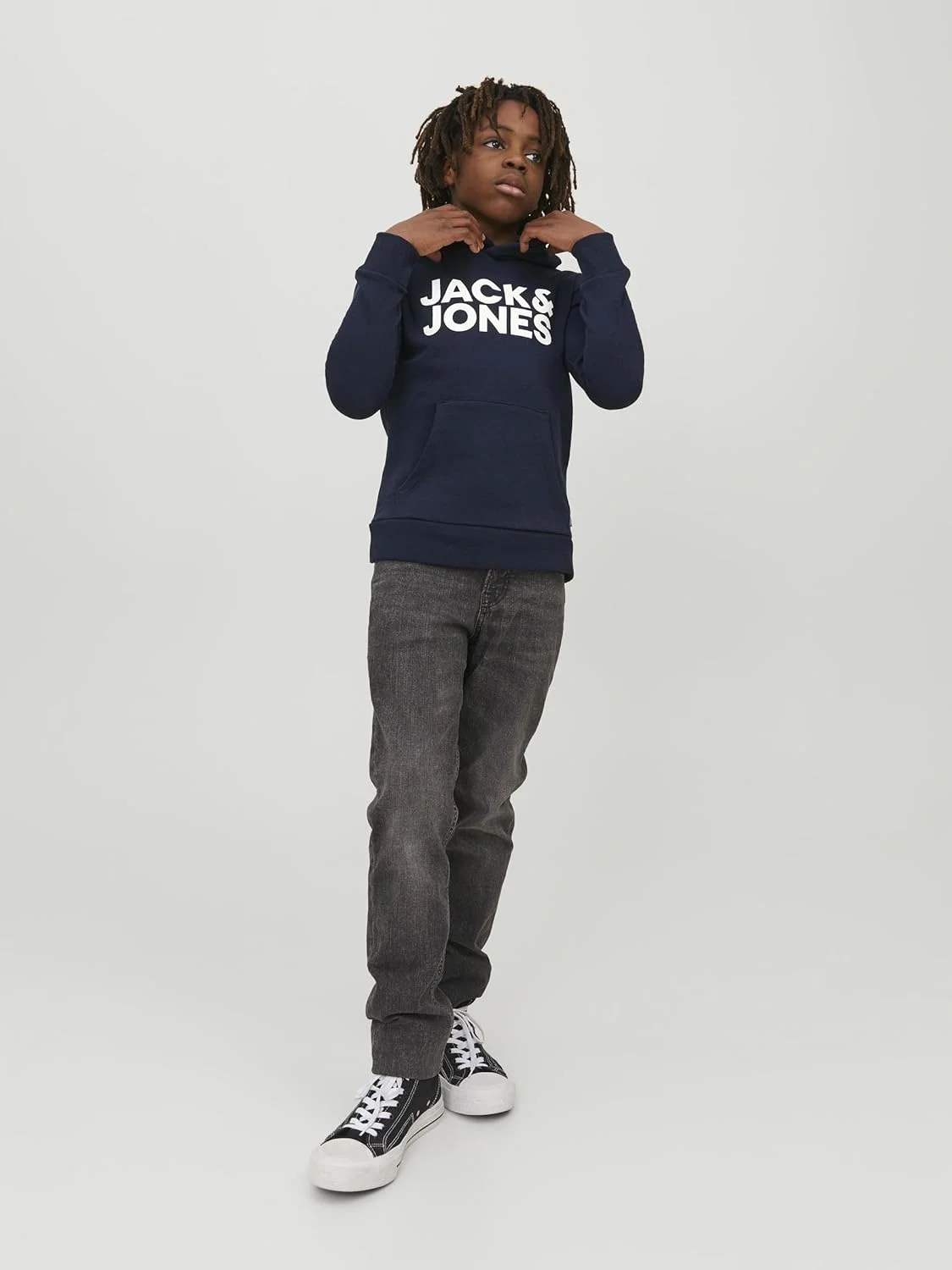 هودی پسرانه جک اند جونز مدل JJECORP LOGO SWEAT HOOD NOOS JNR