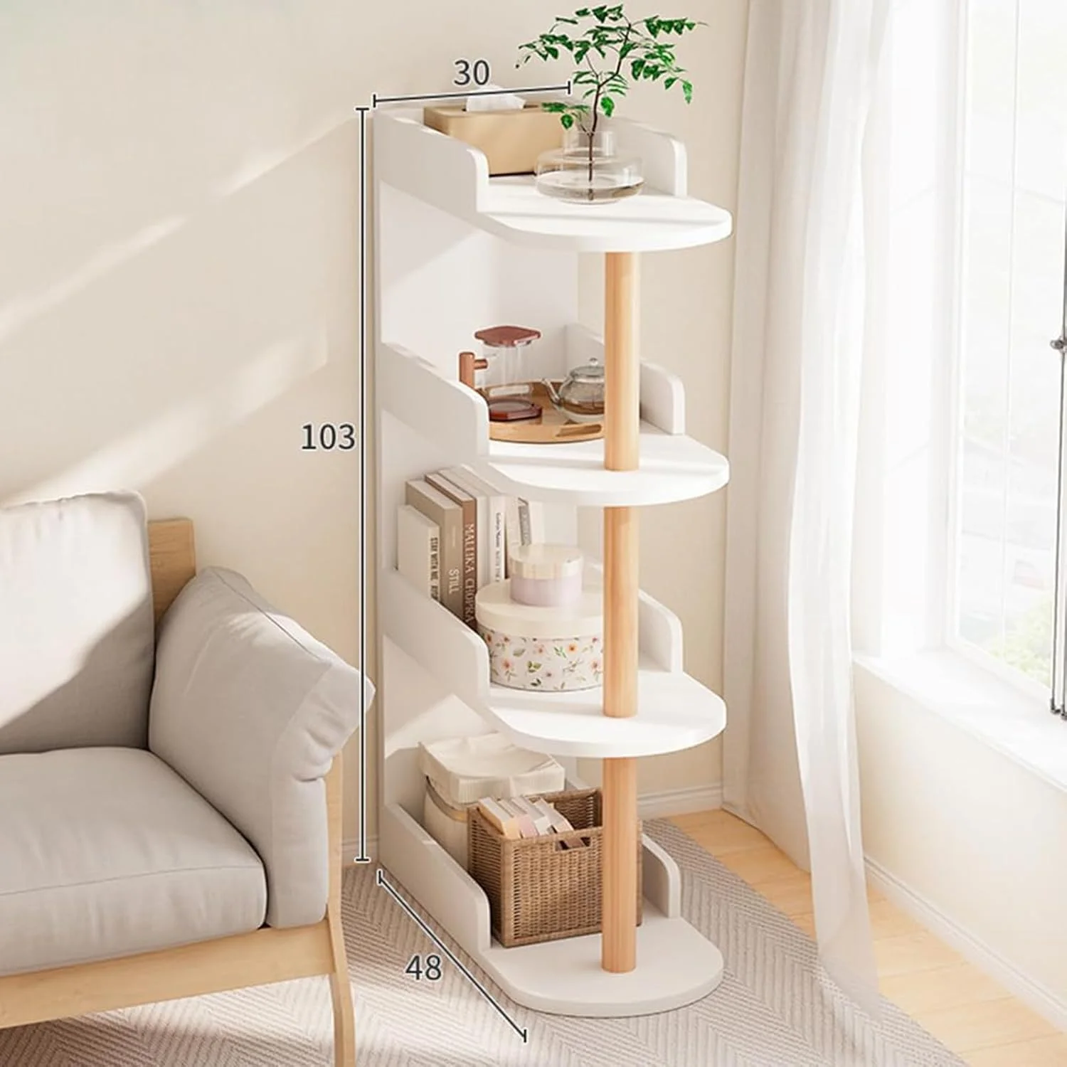 کتابخانه گوشه ای کوچک، کتابخانه 4 طبقه BAOLY، قفسه گوشه ای، قفسه کتاب ایستاده، قفسه نمایش کتاب برای اتاق نشیمن، اتاق خواب، دفتر کار خانگی کتابخانه گوشه ای کوچک، کتابخانه 4 طبقه BAOLY، قفسه گوشه ای، قفسه کتاب ایستاده، قفسه نمایش کتاب برای اتاق نشیمن، اتاق خواب، دفتر کار خانگی