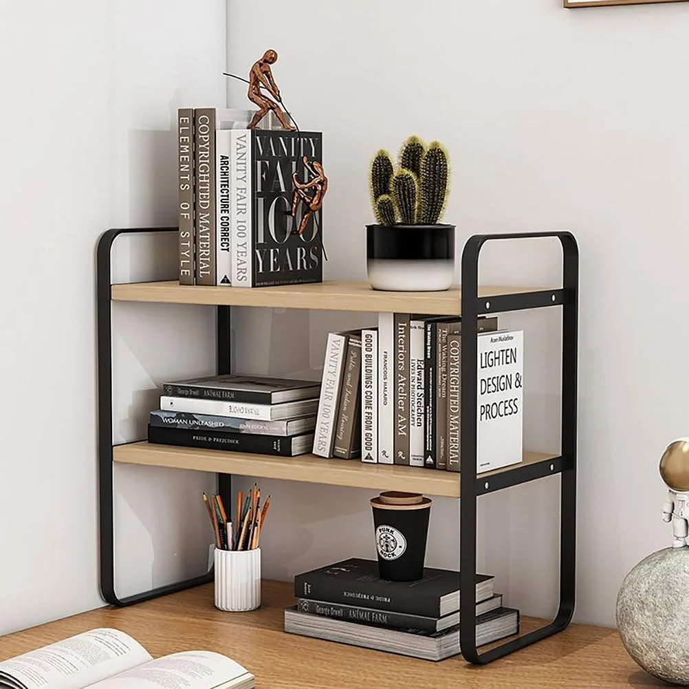 قفسه کتاب چوبی Dreamhousey، قفسه کتاب اداری، سازمان دهنده کتاب، سازمان دهنده فایل، سازمان دهنده رومیزی، سازمان دهنده اداری، قفسه ذخیره سازی میز، قفسه کتاب رومیزی (رنگ مشکی + چوب، 2 طبقه)، 001dsgsdg قفسه کتاب چوبی Dreamhousey، قفسه کتاب اداری، سازمان دهنده کتاب، سازمان دهنده فایل، سازمان دهنده رومیزی، سازمان دهنده اداری، قفسه ذخیره سازی میز، قفسه کتاب رومیزی (رنگ مشکی + چوب، 2 طبقه)، 001dsgsdg