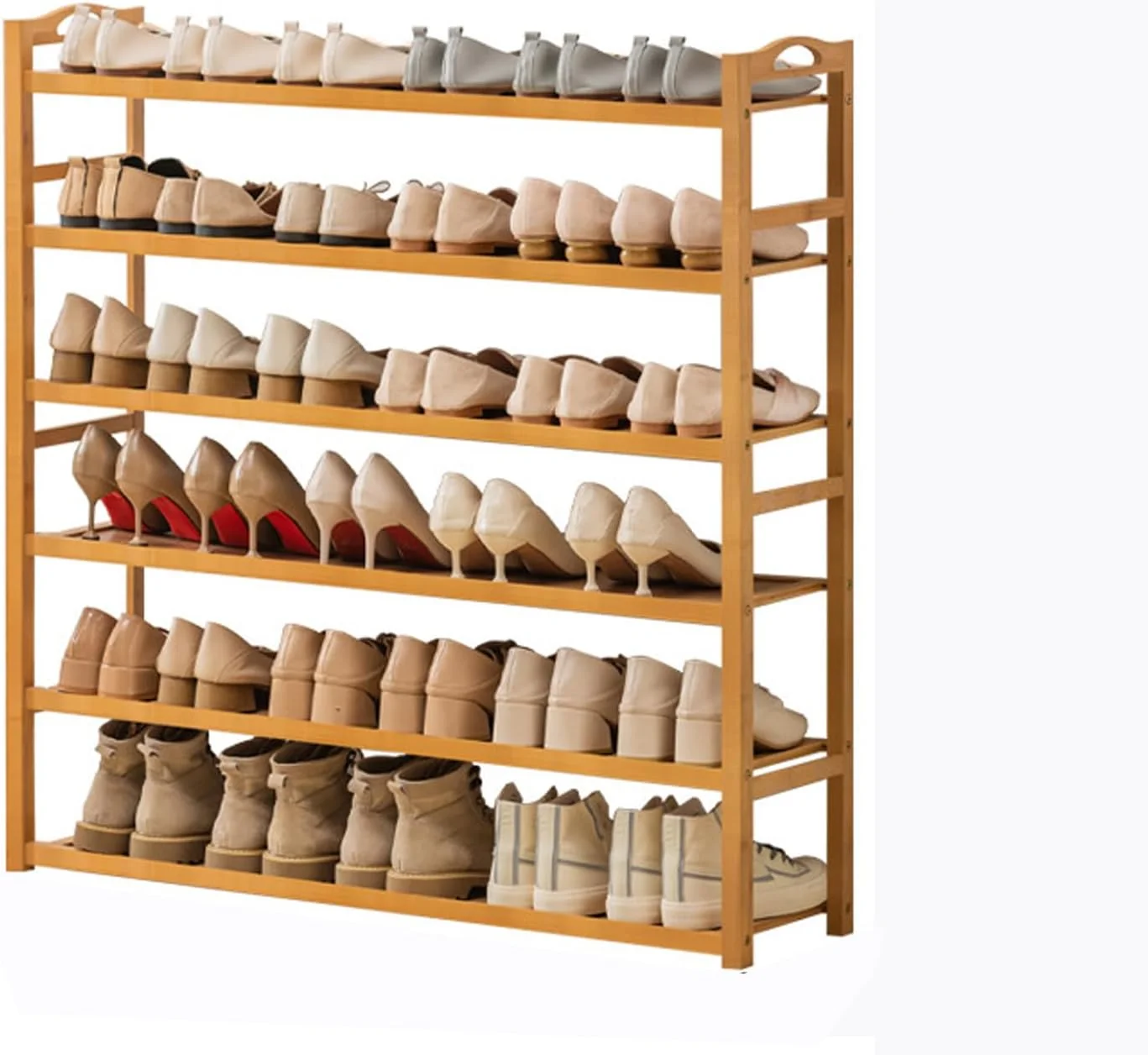 جاکفشی چوبی U-HOOME، کابینت جاکفشی چوبی با دو دستگیره گرد، قفسه کفش ایستاده مستقل، قفسه نگهداری کفش ورودی، سازمان دهنده نگهداری کفش قفسه نگهداری چکمه مبلمان منزل قفسه های کفش