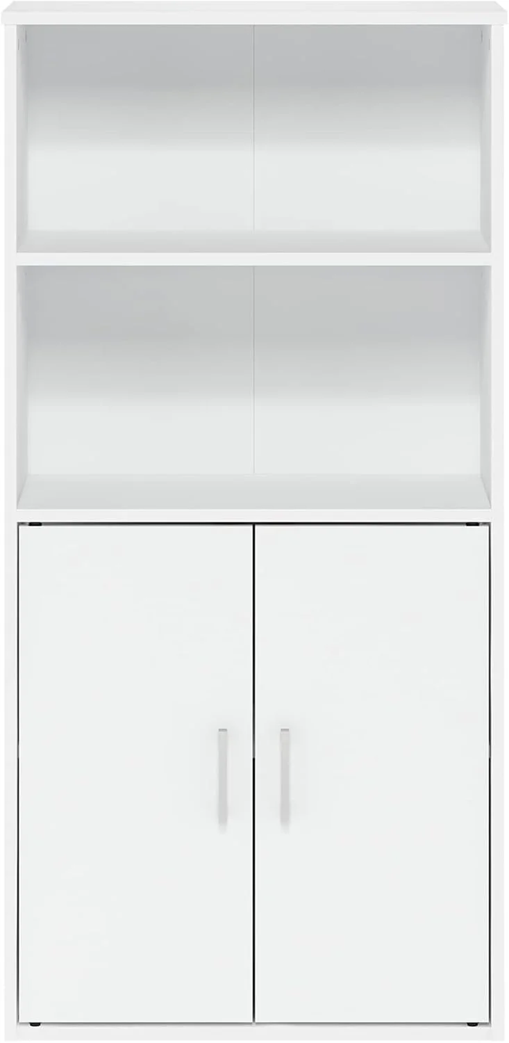 کابینت ذخیره سازی Furinno Pasir با 2 قفسه باز و 2 در، سفید