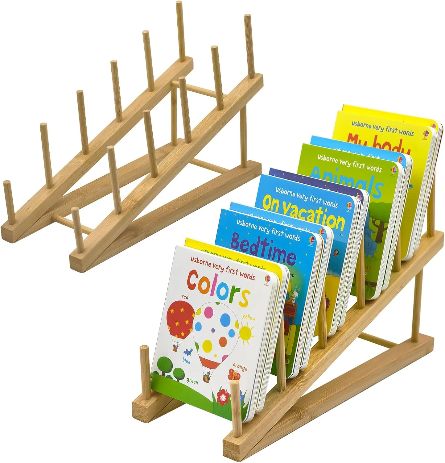 AAiphuwew 2 عدد قفسه کتاب رومیزی برای اتاق کودکان، قفسه کتاب چوبی کوچک رومیزی برای نگهداری کتاب کودکان، قفسه نمایش کتاب کودک نوپا برای اتاق خواب، کلاس درس، مهد کودک (2 عدد)