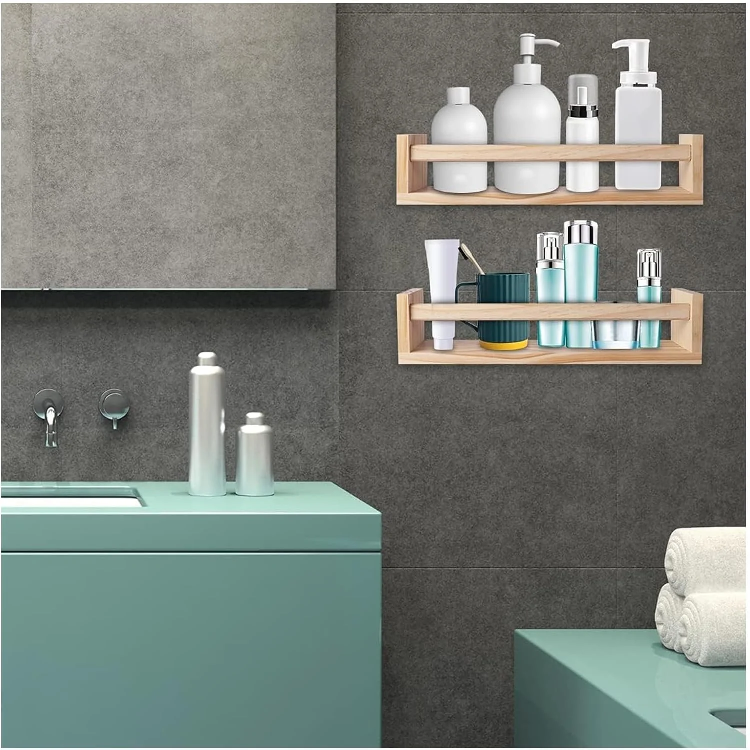 THE WHITE SHOP ست 2 عددی شلف شناور، شلف دیواری چوبی مینیمالیستی برای سازماندهی خانه، ایده آل برای حمام، آشپزخانه، دفاتر و طراحی شیک و صرفه جویی در فضا (چوب) THE WHITE SHOP ست 2 عددی شلف شناور، شلف دیواری چوبی مینیمالیستی برای سازماندهی خانه، ایده آل برای حمام، آشپزخانه، دفاتر و طراحی شیک و صرفه جویی در فضا (چوب)