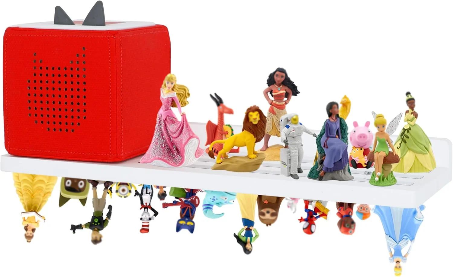 شلف مغناطیسی PHOENANCEE برای Tonies، برای قفسه نمایش و نگهداری فیگورهای Toniebox (30-36 کاراکتر)، قفسه های شناور دیواری چوبی، سازگار با ایستگاه شارژ برای اتاق کودکان، بلوط، 1 طبقه