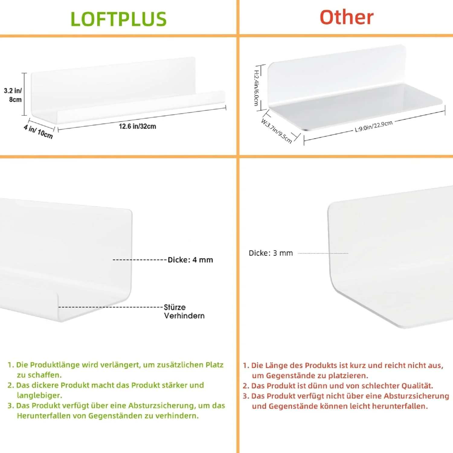 شلف دیواری LOFTPLUS، بدون نیاز به سوراخکاری، شلف شناور، مجموعه 2 عددی، شلف اکریلیک سفید برای کتاب و عکس، دکوراسیون منزل، شلف دیواری برای آشپزخانه، حمام، دفتر کار، اتاق نشیمن (32 x 10 x 8 سانتی متر) شلف دیواری LOFTPLUS، بدون نیاز به سوراخکاری، شلف شناور، مجموعه 2 عددی، شلف اکریلیک سفید برای کتاب و عکس، دکوراسیون منزل، شلف دیواری برای آشپزخانه، حمام، دفتر کار، اتاق نشیمن (32 x 10 x 8 سانتی متر)