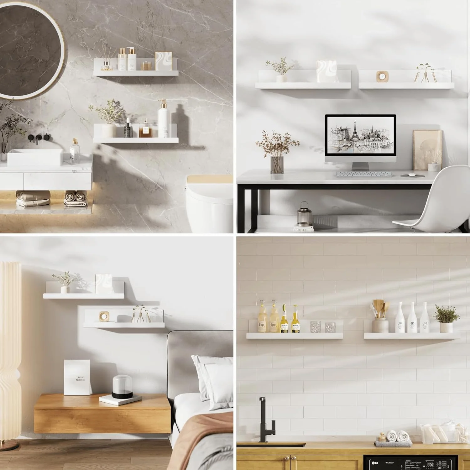 شلف دیواری LOFTPLUS، بدون نیاز به سوراخکاری، شلف شناور، مجموعه 2 عددی، شلف اکریلیک سفید برای کتاب و عکس، دکوراسیون منزل، شلف دیواری برای آشپزخانه، حمام، دفتر کار، اتاق نشیمن (32 x 10 x 8 سانتی متر) شلف دیواری LOFTPLUS، بدون نیاز به سوراخکاری، شلف شناور، مجموعه 2 عددی، شلف اکریلیک سفید برای کتاب و عکس، دکوراسیون منزل، شلف دیواری برای آشپزخانه، حمام، دفتر کار، اتاق نشیمن (32 x 10 x 8 سانتی متر)