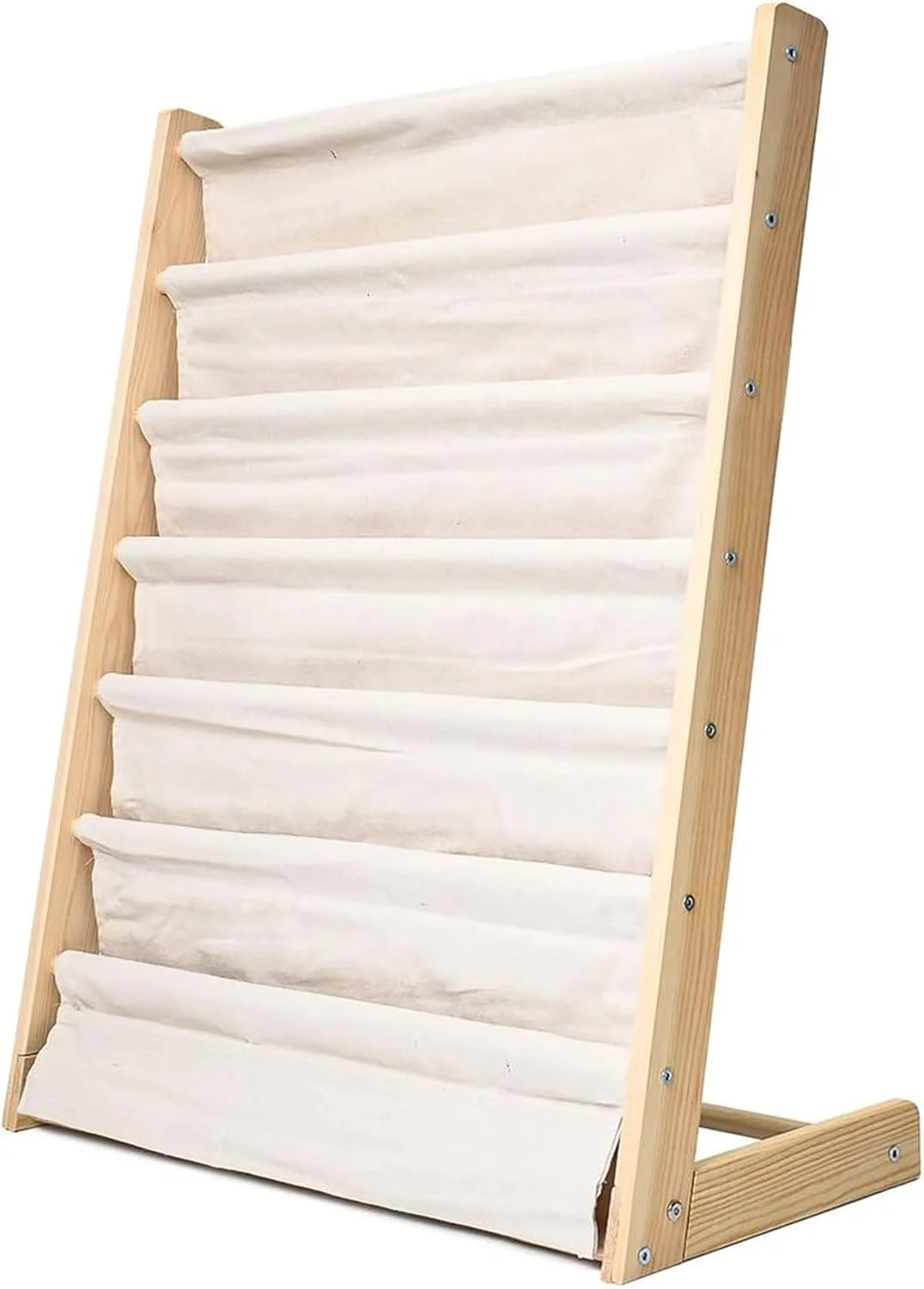 قفسه کتاب چوبی کودک سولفر، قفسه کتاب 6 طبقه برای نگهداری و نمایش کتاب کودکان، قفسه کتاب کودک با دسترسی آسان برای کتاب ها و مجلات در اتاق کودک، اتاق خواب، اتاق بازی، کلاس درس (75 سانتی متر)
