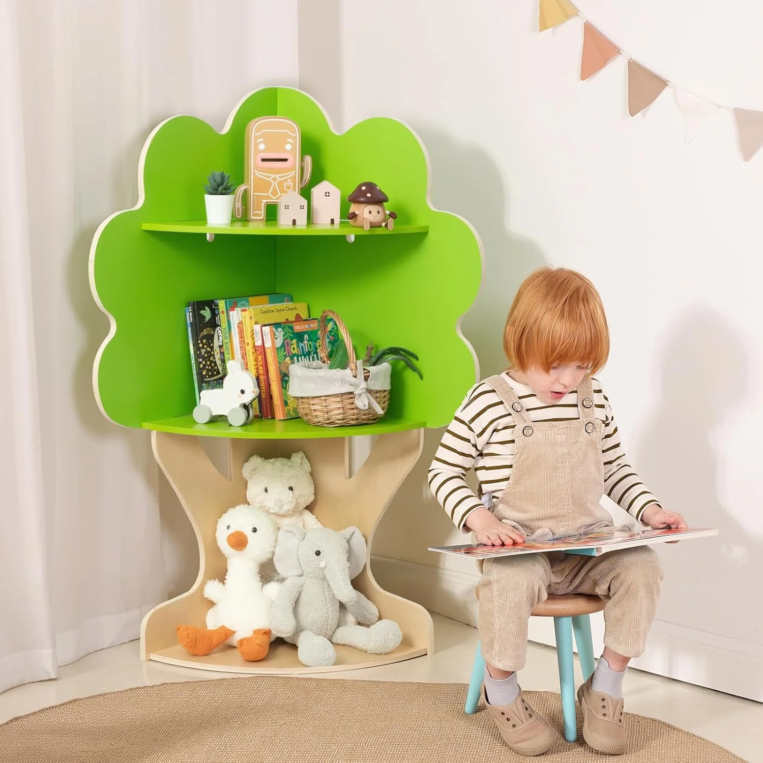 قفسه کتاب درختی OOOK برای گوشه مطالعه کودکان، قفسه کتاب گوشه ای برای نگهداری اسباب بازی در اتاق بازی، کلاس درس، اتاق بازی، مهد کودک قفسه کتاب درختی OOOK برای گوشه مطالعه کودکان، قفسه کتاب گوشه ای برای نگهداری اسباب بازی در اتاق بازی، کلاس درس، اتاق بازی، مهد کودک