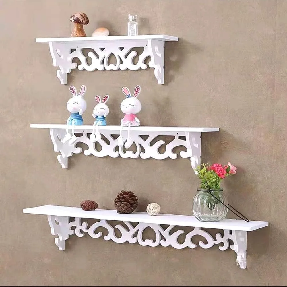 شلف دیواری شناور مدرن سفید HOMETASTE - ست 3 عددی | شلف چوبی دیواری برای اتاق نشیمن، اتاق خواب، دفتر کار، آشپزخانه | راه حل شیک برای نگهداری و نمایش