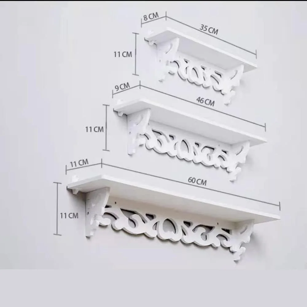شلف دیواری شناور مدرن سفید HOMETASTE - ست 3 عددی | شلف چوبی دیواری برای اتاق نشیمن، اتاق خواب، دفتر کار، آشپزخانه | راه حل شیک برای نگهداری و نمایش