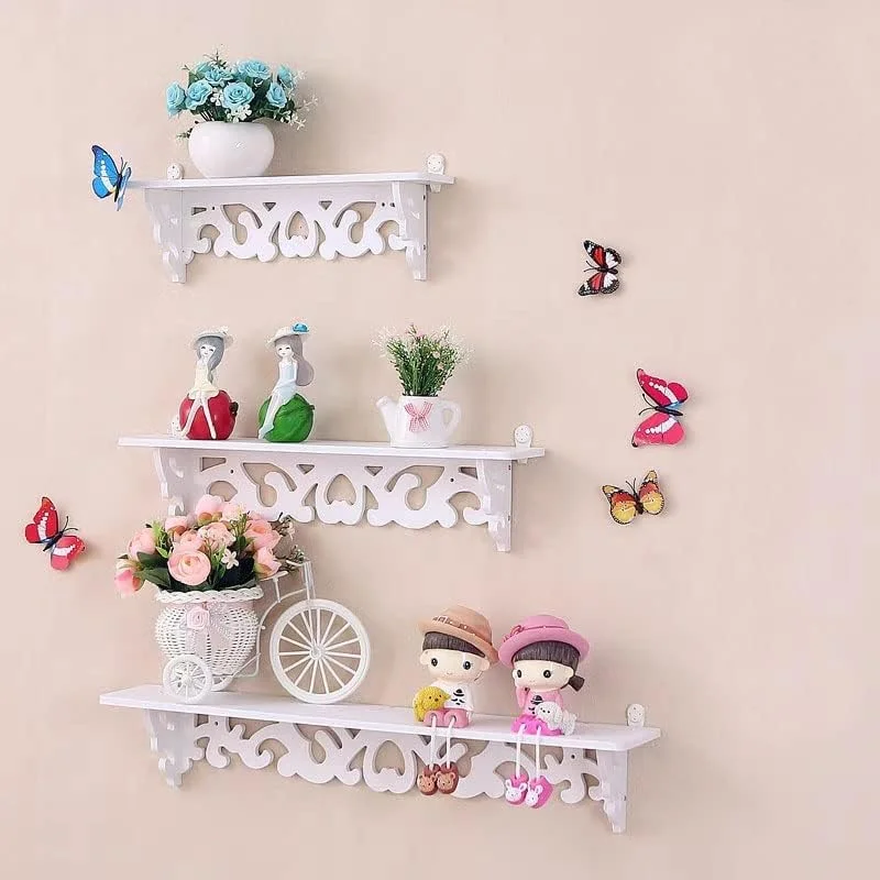 شلف دیواری شناور مدرن سفید HOMETASTE - ست 3 عددی | شلف چوبی دیواری برای اتاق نشیمن، اتاق خواب، دفتر کار، آشپزخانه | راه حل شیک برای نگهداری و نمایش