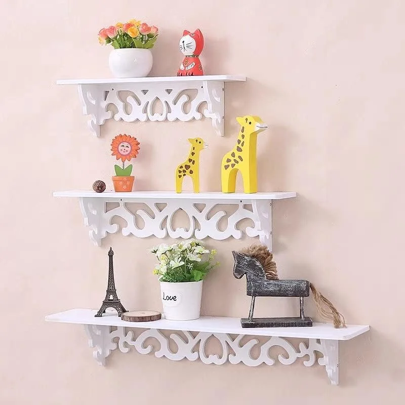 شلف دیواری شناور مدرن سفید HOMETASTE - ست 3 عددی | شلف چوبی دیواری برای اتاق نشیمن، اتاق خواب، دفتر کار، آشپزخانه | راه حل شیک برای نگهداری و نمایش