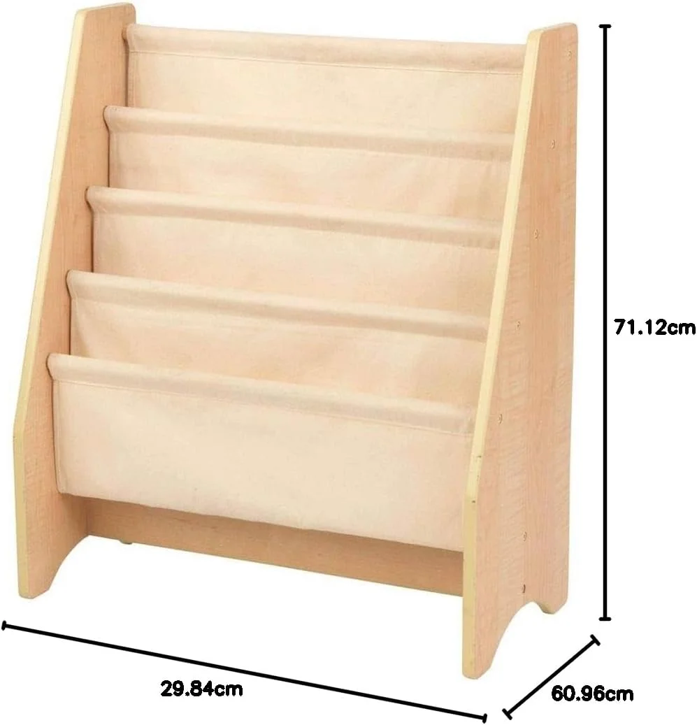 کتابخانه چوبی اسلینگ کودک KidKraft 14221، مبلمان اتاق خواب کودک، قفسه نمایش و قفسه نگهداری کتاب، رنگ های طبیعی کتابخانه چوبی اسلینگ کودک KidKraft 14221، مبلمان اتاق خواب کودک، قفسه نمایش و قفسه نگهداری کتاب، رنگ های طبیعی