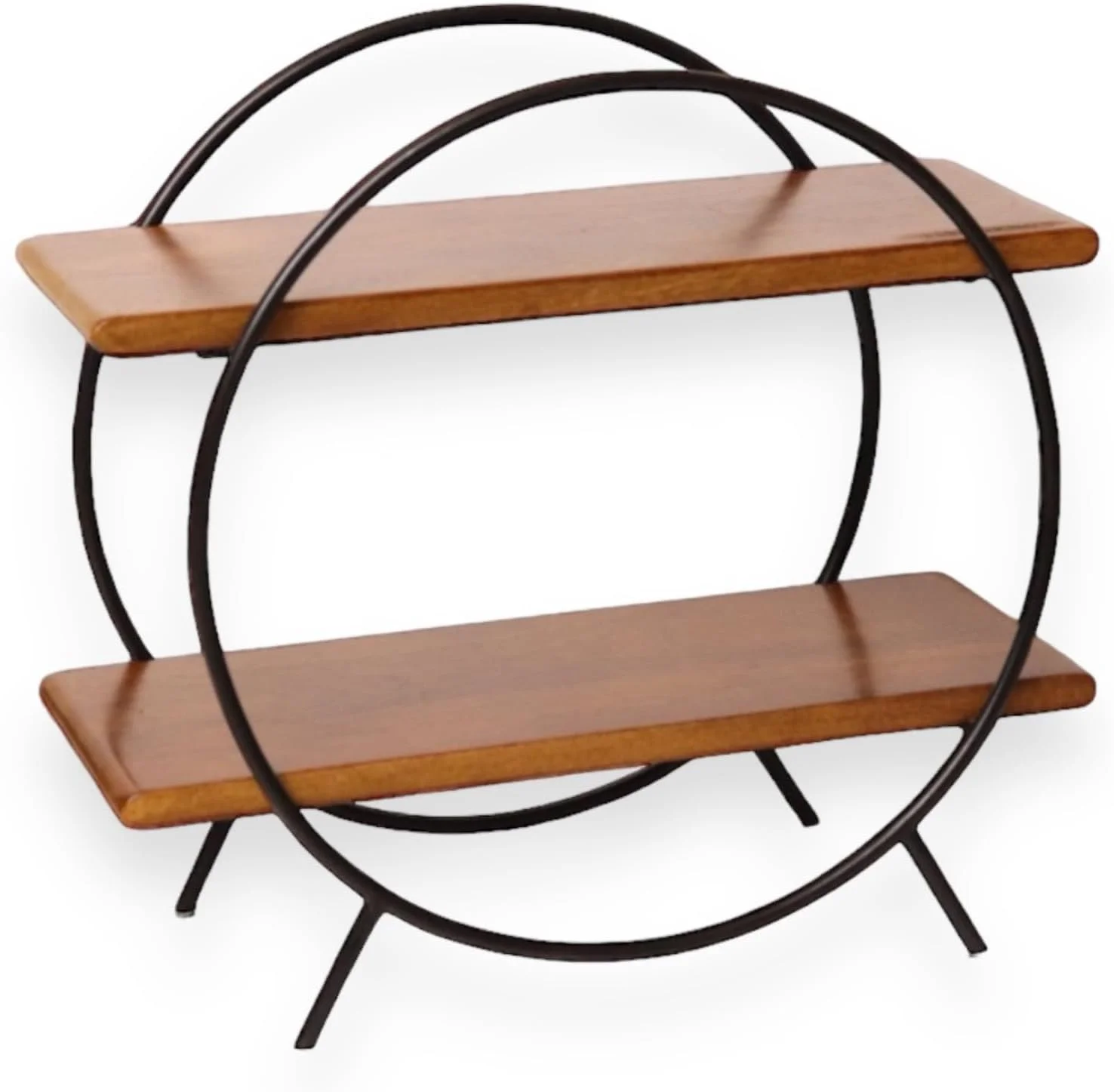 قفسه ارگانایزر گرد خانه و آشپزخانه Vesta Homes / قفسه های ذخیره سازی / قفسه ادویه / ارگانایزر چوبی برای دفتر، اتاق خواب | 40.5 x 16.5 x 37 سانتی متر | چوب انبه و آهن | دست ساز هند