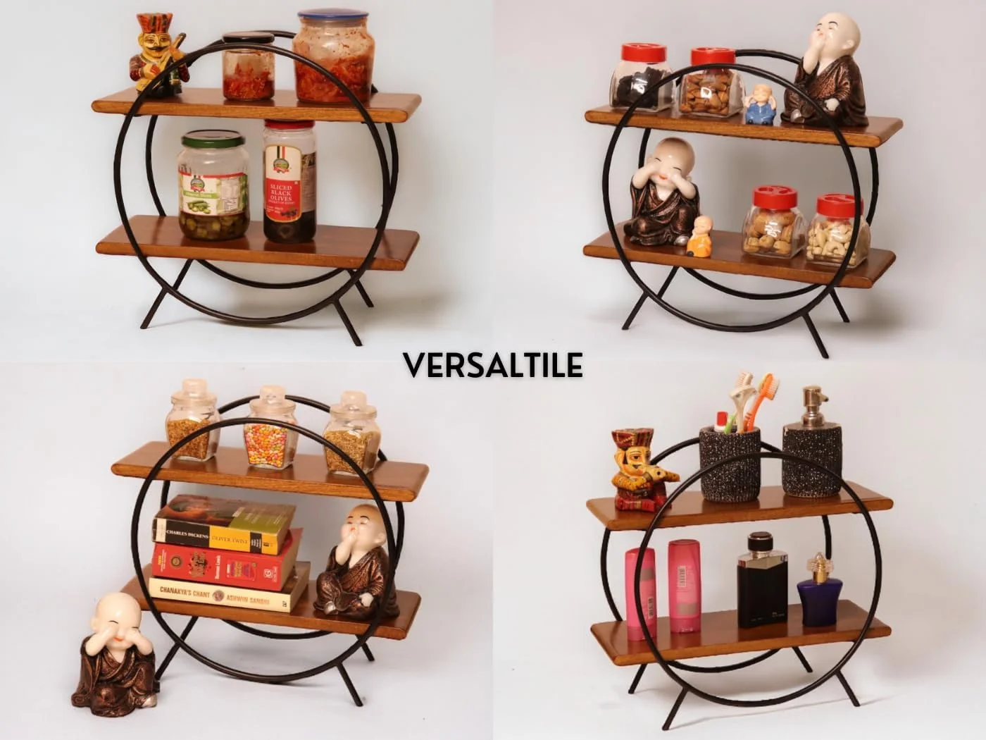 قفسه ارگانایزر گرد خانه و آشپزخانه Vesta Homes / قفسه های ذخیره سازی / قفسه ادویه / ارگانایزر چوبی برای دفتر، اتاق خواب | 40.5 x 16.5 x 37 سانتی متر | چوب انبه و آهن | دست ساز هند قفسه ارگانایزر گرد خانه و آشپزخانه Vesta Homes / قفسه های ذخیره سازی / قفسه ادویه / ارگانایزر چوبی برای دفتر، اتاق خواب | 40.5 x 16.5 x 37 سانتی متر | چوب انبه و آهن | دست ساز هند